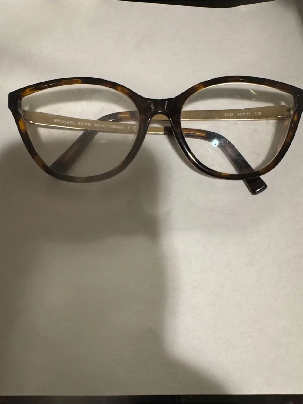 Michael Kors Tortoiseshell Cat Eye Glasses with Gold Temples